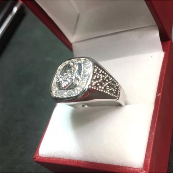New Wide CZ Silver Mason Masonic Men Squar… - Picture 3 of 4